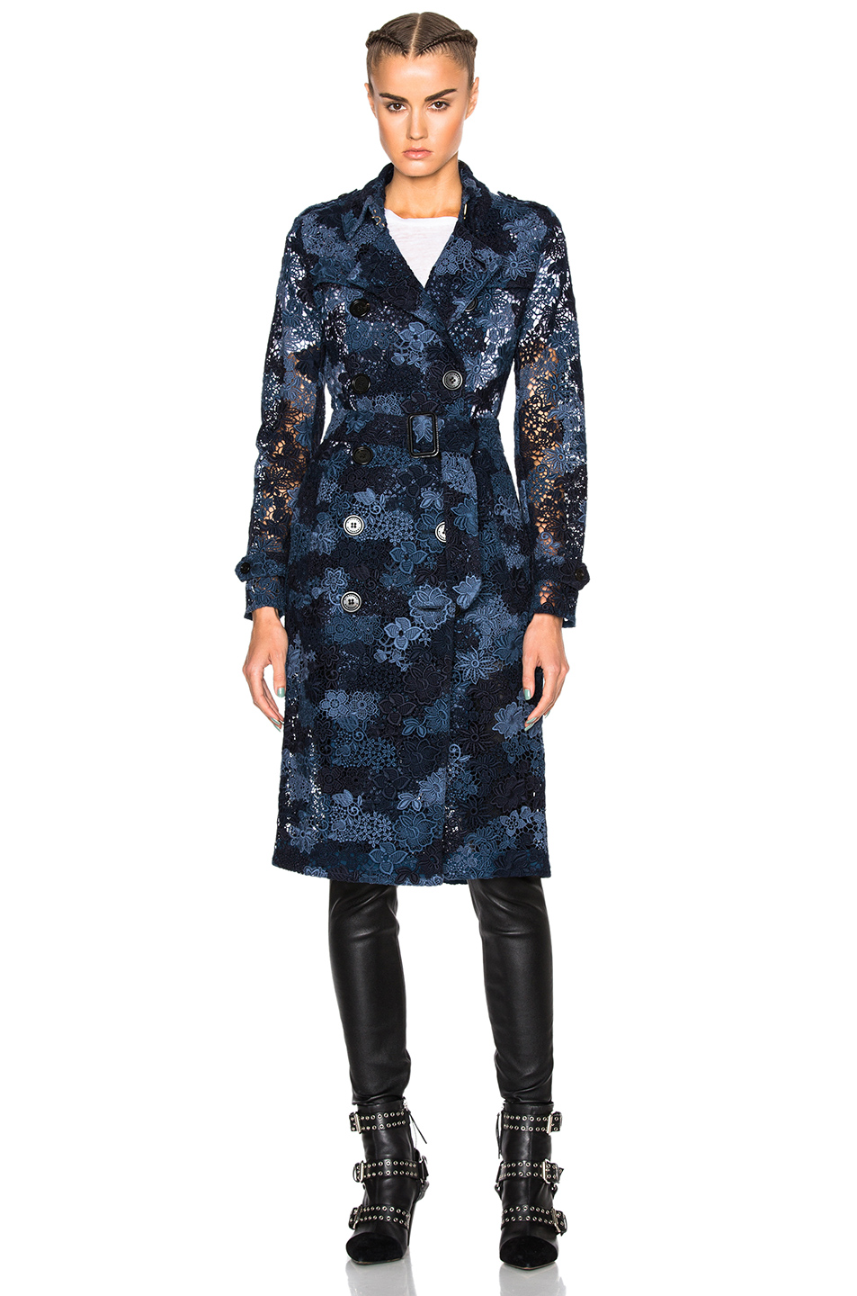 图象2 burberry london dartford lace trench coat – 蓝墨色