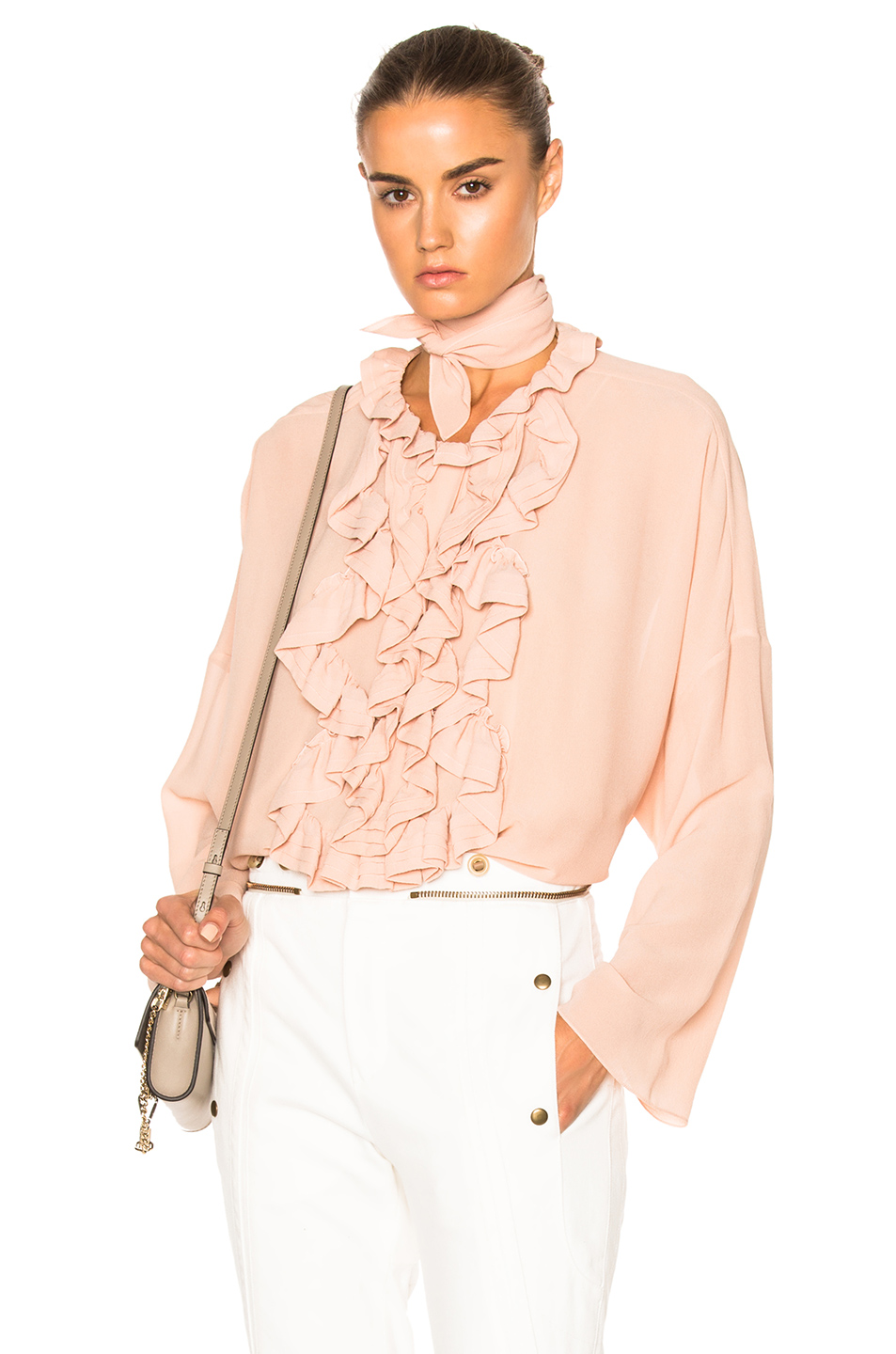 tender pink,vivid purple 图象1 chloe silk georgette blouse – tender pink