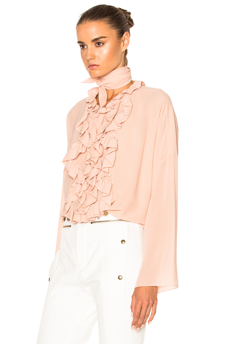 tender pink,vivid purple 图象2 chloe silk georgette blouse – tender pink