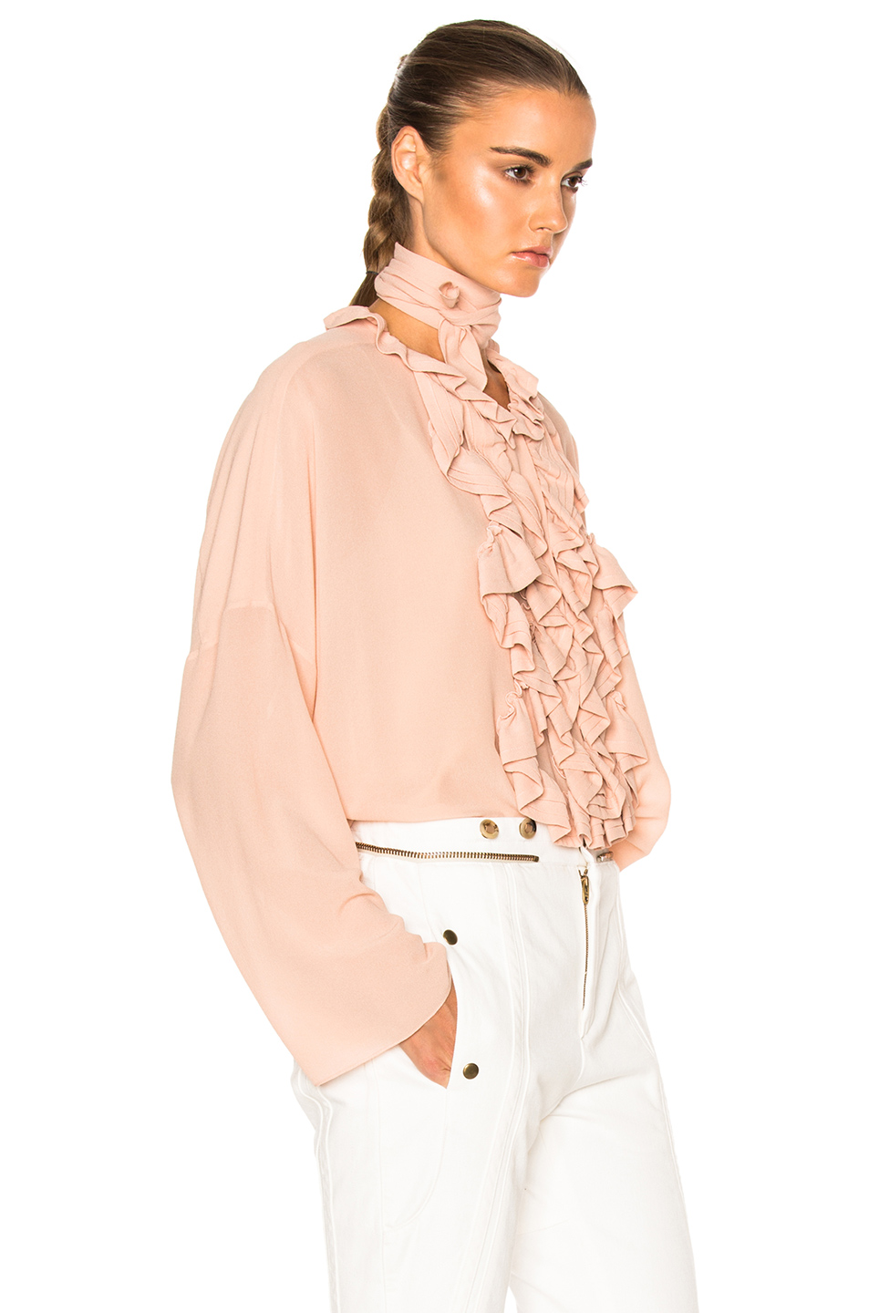 tender pink,vivid purple 图象3 chloe silk georgette blouse – tender pink