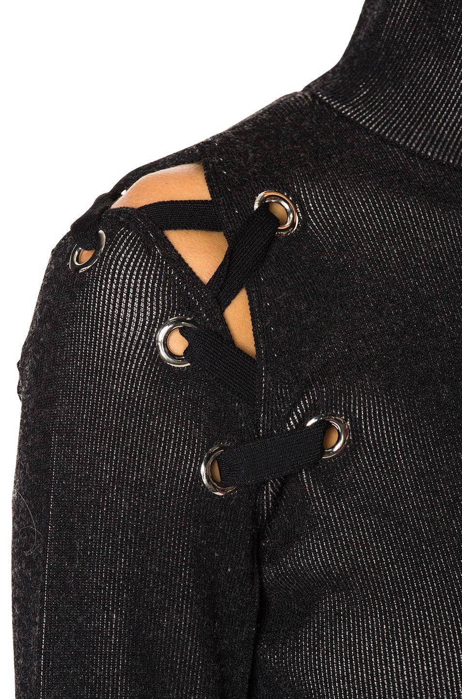 图象5 proenza schouler lacing viscose knit top – 黑色 & 淡褐色